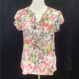 Liz Claiborne blouse Womens Floral Chifon Blouse